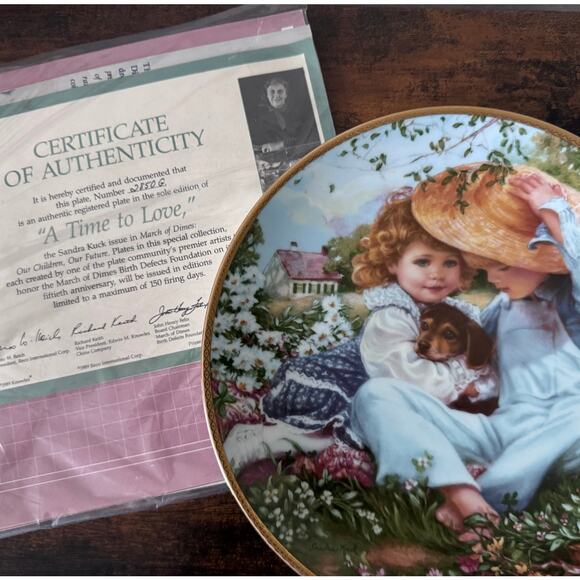 Vintage 1989 Sandra Kuck Collector Plate – “A Time to Love” – COA Included - Picture 3 of 4